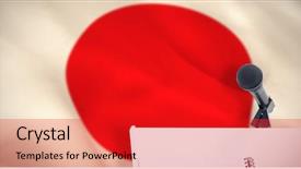  Presentation with national flag of chicago - Audience pleasing slides consisting of criss cross - microphone with stand on podium backdrop and a  colored foreground