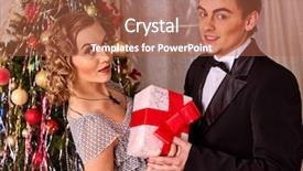  Presentation with black christmas party - Beautiful presentation theme featuring crist - couple on party near christmas backdrop and a red colored foreground