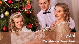  Presentation with family tree - Theme consisting of crist - family with children dressing christmas background and a  colored foreground