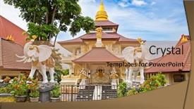  Presentation with cristian - Presentation theme having cristian church jemaat bukit doa background and a coral colored foreground