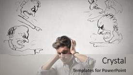  Presentation with ears - Colorful PPT layouts enhanced with critical - young man covers his ears backdrop and a light gray colored foreground