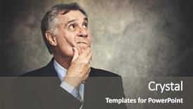  Presentation with portrait of a shy embarrassed - Audience pleasing slide set consisting of critical analysis - skeptical businessman portrait backdrop and a gray colored foreground