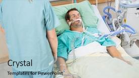  Presentation with male nurse - PPT theme with critical care - high angle view male patient background and a light blue colored foreground