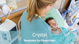  Presentation with nurse care - Presentation design enhanced with critical care - high angle view of mid background and a light blue colored foreground