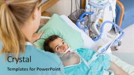  Presentation with nurse care - Colorful presentation design enhanced with critical care - high angle view of patient backdrop and a light blue colored foreground
