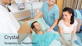  Presentation with nurse care - Amazing slide set having critical care - loving woman holding patient's hand backdrop and a light blue colored foreground
