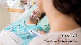  Presentation with man woman - Beautiful PPT layouts featuring critical care - man with endotracheal tube looking backdrop and a soft green colored foreground
