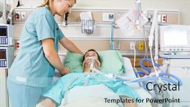  Presentation with male nurse - Slide deck having critical care - mid adult nurse adjusting male background and a light blue colored foreground