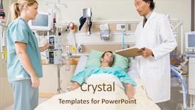  Presentation with patient care - Audience pleasing slides consisting of critical care - patient looking at doctor discussing backdrop and a lemonade colored foreground