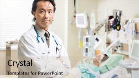 Presentation with confident - Presentation design having critical care - portrait of confident doctor standing background and a mint green colored foreground
