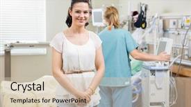  Presentation with nursing to nurse communication - Cool new theme with critical care - portrait of happy woman backdrop and a soft green colored foreground