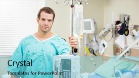  Presentation with patient and nurse holding hands - PPT theme having critical care - portrait of male patient holding background and a light blue colored foreground