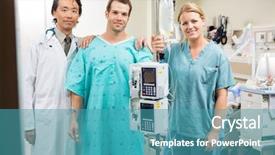  Presentation with male nurse - Beautiful PPT layouts featuring critical care - portrait of male patient backdrop and a teal colored foreground