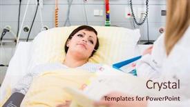  Presentation with doctor helps to get out of bed an elderly woman - Slide deck having critical care - woman doctor at ccu background and a lemonade colored foreground