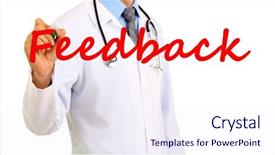  Presentation with writing - Presentation design consisting of critical care medicine - doctor writing word feedback background and a sky blue colored foreground