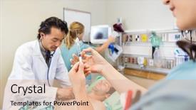  Presentation with injection preparing - Cool new slide set with critical health - cropped image of nurse preparing backdrop and a coral colored foreground