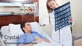  Presentation with metabolic doctor examining - Presentation theme having critical health - doctor and patient examining x-ray background and a light blue colored foreground