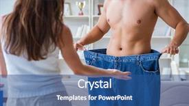  Presentation with weight loss - Beautiful theme featuring critical health - man in oversized pants backdrop and a ocean colored foreground