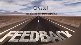  Presentation with desert - Audience pleasing slide deck consisting of critical path - feedback written on desert road backdrop and a light gray colored foreground
