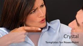  Presentation with woman in maze - Presentation enhanced with criticism - woman blaming her husband background and a  colored foreground