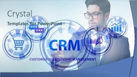  Presentation with crm - Beautiful slide deck featuring crm-custromer-relationship-management-concept backdrop and a sky blue colored foreground