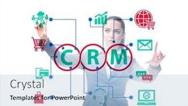  Presentation with crm - Theme having crm-custromer-relationship-management-concept background and a light blue colored foreground
