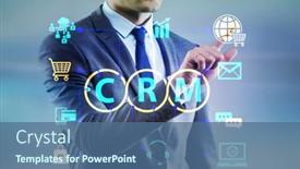  Presentation with crm - Presentation theme featuring crm-custromer-relationship-management-concept background and a ocean colored foreground