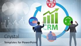  Presentation with crm - PPT theme having crm-custromer-relationship-management-concept background and a light blue colored foreground