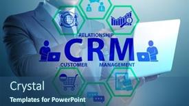  Presentation with crm - Cool new slides with crm-custromer-relationship-management-concept backdrop and a ocean colored foreground