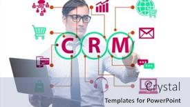  Presentation with crm - Colorful slide deck enhanced with crm-custromer-relationship-management-concept backdrop and a light blue colored foreground