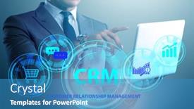  Presentation with crm - Presentation design consisting of crm-custromer-relationship-management-concept background and a teal colored foreground