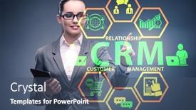  Presentation with crm - Amazing slide deck having crm-custromer-relationship-management-concept backdrop and a ocean colored foreground