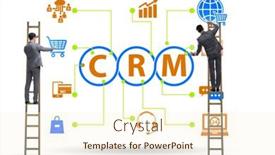  Presentation with crm - Theme having crm-custromer-relationship-management-concept background and a cream colored foreground