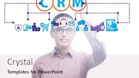  Presentation with crm - Audience pleasing PPT theme consisting of crm-custromer-relationship-management-concept backdrop and a lemonade colored foreground