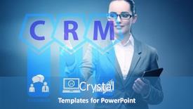  Presentation with crm - Slide deck having crm-custromer-relationship-management-concept background and a teal colored foreground