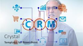  Presentation with crm - PPT theme with crm-custromer-relationship-management-concept background and a light blue colored foreground