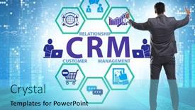  Presentation with crm - Audience pleasing presentation design consisting of crm-custromer-relationship-management-concept backdrop and a arctic colored foreground