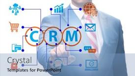  Presentation with crm - Beautiful PPT theme featuring crm-custromer-relationship-management-concept backdrop and a light blue colored foreground