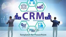  Presentation with crm - Presentation design having crm-custromer-relationship-management-concept background and a sky blue colored foreground
