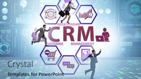  Presentation with crm - Amazing slide set having crm-custromer-relationship-management-concept backdrop and a light blue colored foreground