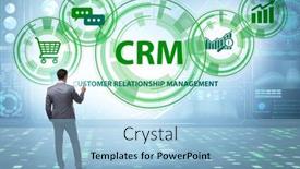  Presentation with crm - Audience pleasing presentation theme consisting of crm-custromer-relationship-management-concept backdrop and a light blue colored foreground