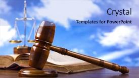 Presentation with gavel - PPT theme with crminal justice - judges wooden gavel and bluse background and a light blue colored foreground