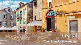  Presentation with historical buildings - Presentation design having croatia central area of ancient background and a coral colored foreground