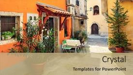  Presentation with urban buildings - Amazing presentation theme having croatia cosy streets of ancient backdrop and a coral colored foreground