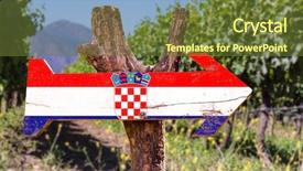  Presentation with winery - PPT theme with croatia flag wooden sign background and a tawny brown colored foreground