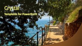  Presentation with green blue waves - Colorful slides enhanced with croatia picturesque embankment along resort backdrop and a wine colored foreground
