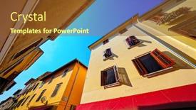  Presentation with house window - Cool new slides with croatia-porec-old-house backdrop and a tawny brown colored foreground