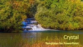  Presentation with waterfalls - Amazing PPT theme having croatia slunj charming tourist town backdrop and a tawny brown colored foreground