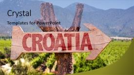  Presentation with winery - Cool new PPT layouts with croatia wooden sign with winery background backdrop and a light blue colored foreground