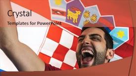  Presentation with nato flag - PPT theme with croatian fan celebrating with flag background and a coral colored foreground